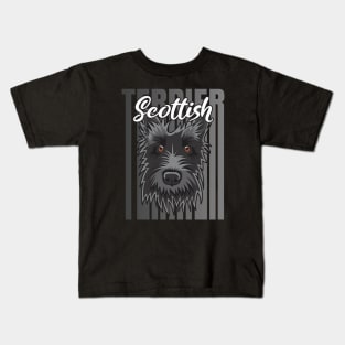 Scottish Terrier Grey Retro Vibes Kids T-Shirt